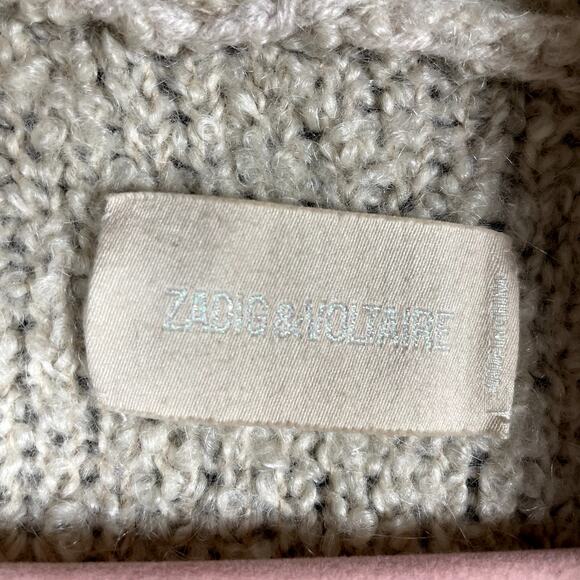 Zadig & Voltaire Celia Ma Cardigan‎ Open Front Sweater Tan Wool Mohair Sz S - Picture 5 of 8